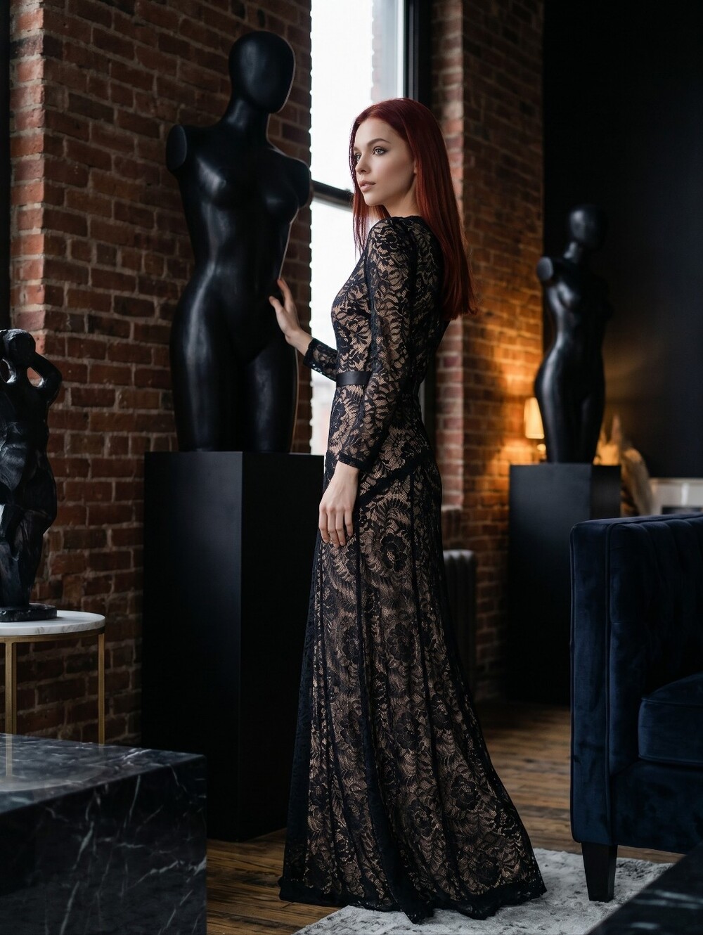 Miusol Black Lace Maxi Gown 2XL Formal Evening Dress Nude Lining Scalloped - Picture 5 of 16